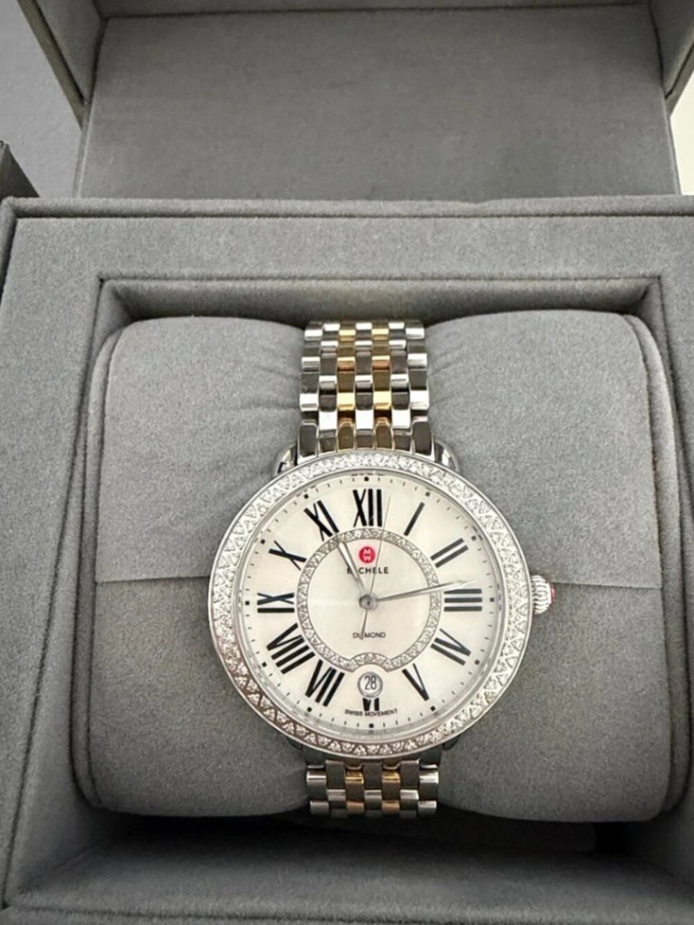 Michele Serein Mid Two-Tone Diamond Watch